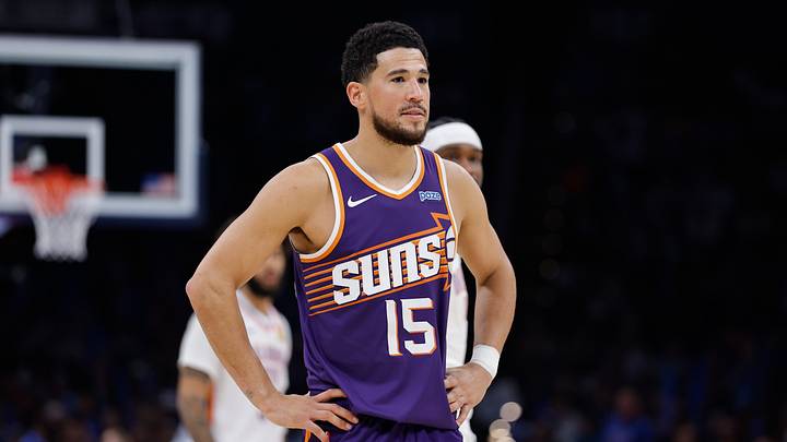 Oct 26, 2026; Oklahoma City, Oklahoma, USA; Phoenix Suns guard Devin Booker (15) stands on the court during the second half of a game against the Oklahoma City Thunder at Paycom Center. Mandatory Credit: Alonzo Adams-Imagn Images Oct 26, 2026; Oklahoma City, Oklahoma, USA; Phoenix Suns guard Devin Booker (15) stands on the court during the second half of a game against the Oklahoma City Thunder at Paycom Center. Mandatory Credit: Alonzo Adams-Imagn Images