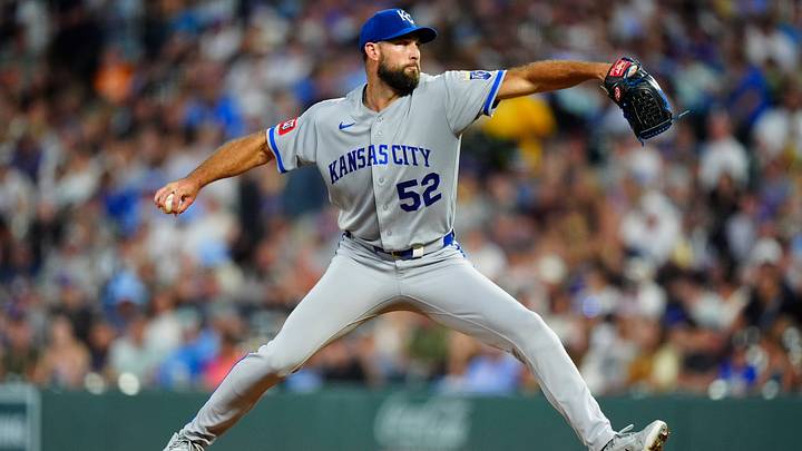 Jul 31, 2026; Denver, Colorado, USA; Kansas City Royals starting pitcher Michael Wacha (52) delivers a pitch in the fifth inning against the Colorado Rockies at Coors Field. Mandatory Credit: Ron Chenoy-Imagn Images Jul 31, 2026; Denver, Colorado, USA; Kansas City Royals starting pitcher Michael Wacha (52) delivers a pitch in the fifth inning against the Colorado Rockies at Coors Field. Mandatory Credit: Ron Chenoy-Imagn Images
