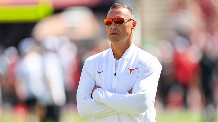 Oct 11, 2025; Dallas, Texas, USA; Texas Longhorns head coach Steve Sarkisian Oct 11, 2025; Dallas, Texas, USA; Texas Longhorns head coach Steve Sarkisian