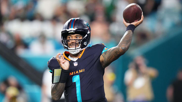 The Miami Dolphins and quarterback Tua Tagovailoa debuted new uniforms Monday night against the New York Jets.