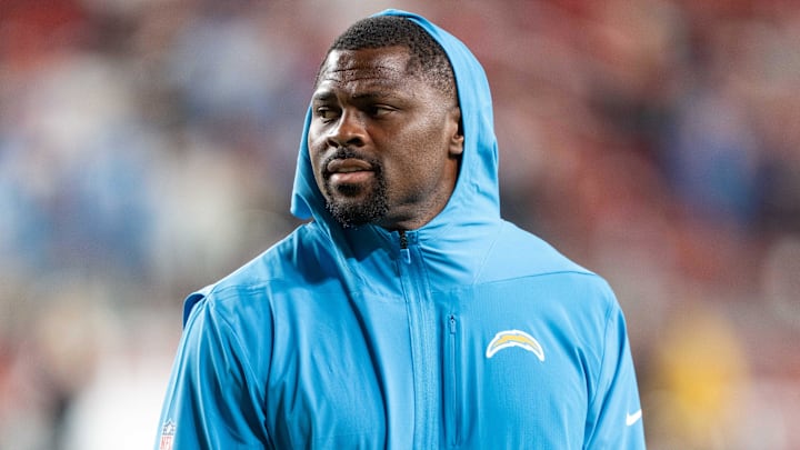 August 23, 2025; Santa Clara, California, USA; Los Angeles Chargers linebacker Khalil Mack (52) after the game against the San Francisco 49ers at Levi's Stadium. Mandatory Credit: Kyle Terada-Imagn Images