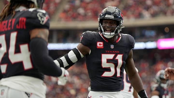 Nov 2, 2025; Houston, Texas, USA; Houston Texans defensive end Will Anderson Jr. (51) reacts after a play during the first half against the Denver Broncos at NRG Stadium. Mandatory Credit: Sean Thomas-Imagn Images Nov 2, 2025; Houston, Texas, USA; Houston Texans defensive end Will Anderson Jr. (51) reacts after a play during the first half against the Denver Broncos at NRG Stadium. Mandatory Credit: Sean Thomas-Imagn Images