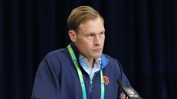 Feb 24, 2026; Indianapolis, IN, USA; Chicago Bears coach Ben Johnson speaks at the NFL Scouting Combine at the Indiana Convention Center. Mandatory Credit: Kirby Lee-Imagn Images Feb 24, 2026; Indianapolis, IN, USA; Chicago Bears coach Ben Johnson speaks at the NFL Scouting Combine at the Indiana Convention Center. Mandatory Credit: Kirby Lee-Imagn Images