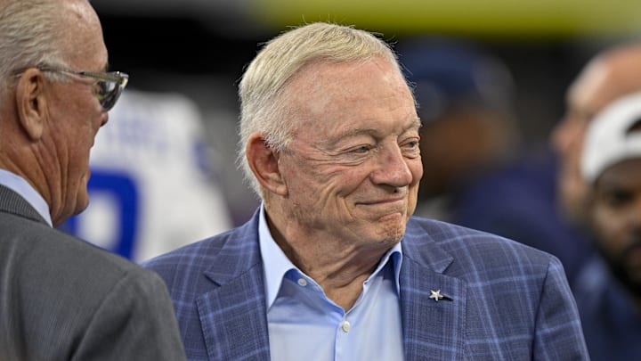 Dallas Cowboys owner Jerry Jones looks on before the game against the Baltimore Ravens 