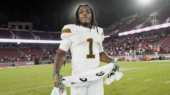 Sep 4, 2026; Stanford, California, USA; Miami Hurricanes quarterback Darian Mensah (10) stands on the field after defeating the Stanford Cardinal at Stanford Stadium. Mandatory Credit: Stan Szeto-Imagn Images Sep 4, 2026; Stanford, California, USA; Miami Hurricanes quarterback Darian Mensah (10) stands on the field after defeating the Stanford Cardinal at Stanford Stadium. Mandatory Credit: Stan Szeto-Imagn Images