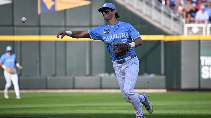 Jun 12, 2026; Omaha, NE, USA; North Carolina Tar Heels shortstop Jake Schaffner (2) makes a play to first base against the Mississippi Rebels during the third inning at Charles Schwab Field. Mandatory Credit: Steven Branscombe-Imagn Images Jun 12, 2026; Omaha, NE, USA; North Carolina Tar Heels shortstop Jake Schaffner (2) makes a play to first base against the Mississippi Rebels during the third inning at Charles Schwab Field. Mandatory Credit: Steven Branscombe-Imagn Images