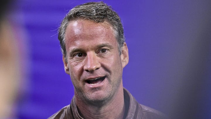 Dec 27, 2025; Houston, TX, USA; Louisiana State Tigers head coach Lane Kiffin looks on prior to the game against the Houston Cougars at NRG Stadium. Mandatory Credit: Maria Lysaker-Imagn Images 
