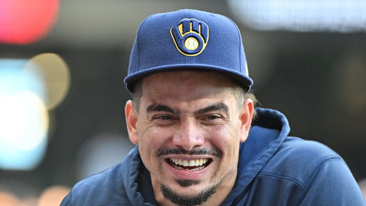 Milwaukee Brewers shortstop Willy Adames (27) in the dug out against the New York Mets in the eighth inning at American Family Field on Sept 29.