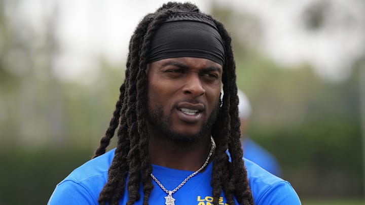 Aug 14, 2025; Carson, CA, USA; Los Angeles Rams wide receiver Davante Adams (17) during a joint practice against the New Orleans Saints at the Dignity Health Sports Park. Mandatory Credit: Kirby Lee-Imagn Images Aug 14, 2025; Carson, CA, USA; Los Angeles Rams wide receiver Davante Adams (17) during a joint practice against the New Orleans Saints at the Dignity Health Sports Park. Mandatory Credit: Kirby Lee-Imagn Images