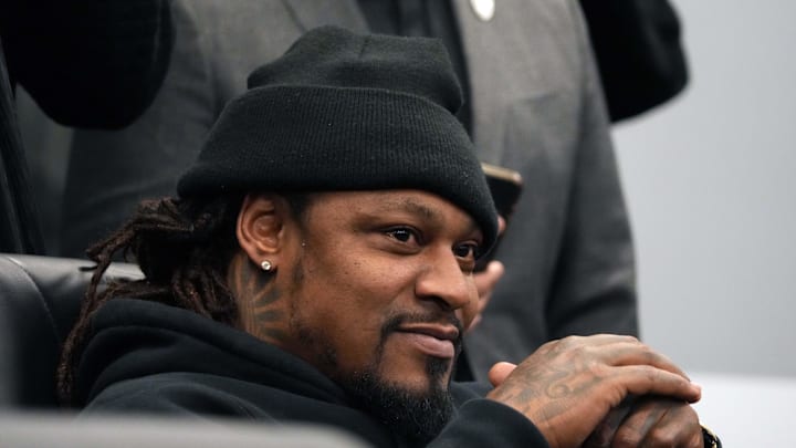 Marshawn Lynch at a press conference