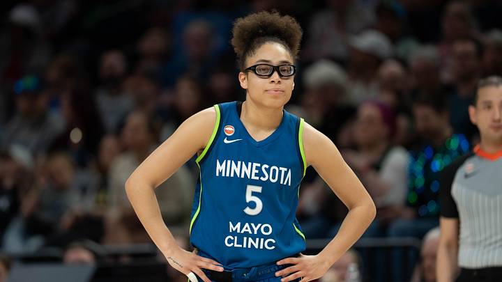 Jun 6, 2026; Minneapolis, Minnesota, USA; Minnesota Lynx guard Olivia Miles (5) looks on against the Seattle Storm in the second half at Target Center. Mandatory Credit: Jesse Johnson-Imagn Images Jun 6, 2026; Minneapolis, Minnesota, USA; Minnesota Lynx guard Olivia Miles (5) looks on against the Seattle Storm in the second half at Target Center. Mandatory Credit: Jesse Johnson-Imagn Images