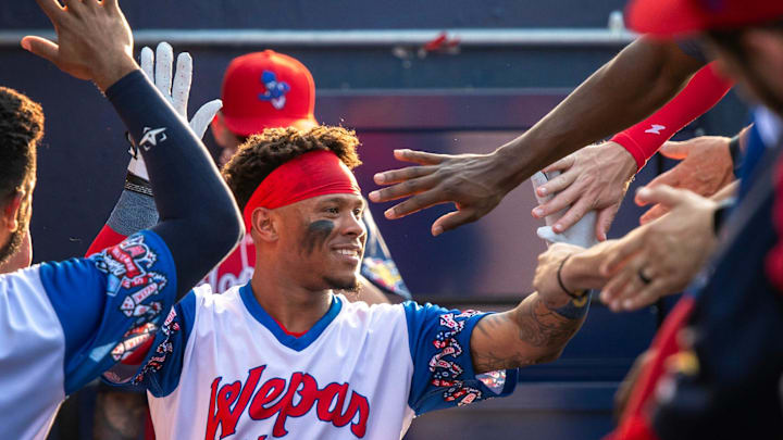 WORCESTER - Worcester   s Ceddanne Rafaela celebrates his lead-off home run against the Syracuse