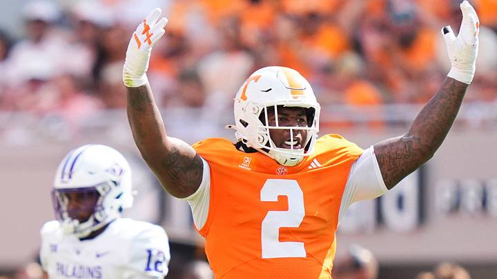 Tennessee defensive lineman Xavier Gilliam (2) celebrates a sack on the field during a game between Tennesse and Furman at Neyland Stadium in Knoxville, Tenn., on Sept. 5, 2026. Tennessee defensive lineman Xavier Gilliam (2) celebrates a sack on the field during a game between Tennesse and Furman at Neyland Stadium in Knoxville, Tenn., on Sept. 5, 2026.