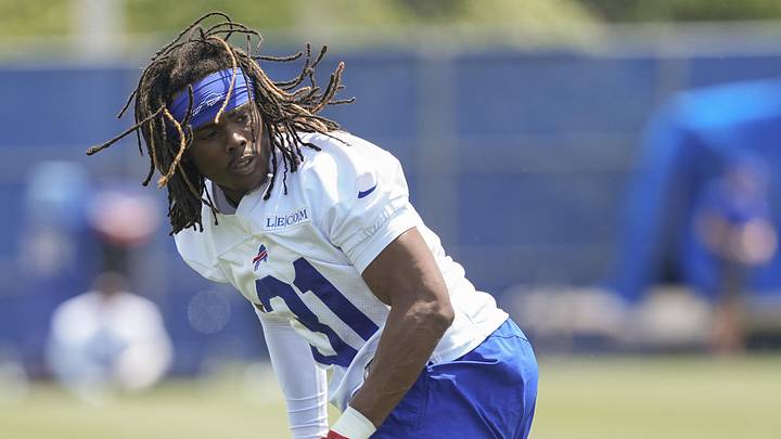 Buffalo Bills cornerback Maxwell Hairston (31) works out during Minicamp at Highmark Stadium. Buffalo Bills cornerback Maxwell Hairston (31) works out during Minicamp at Highmark Stadium.