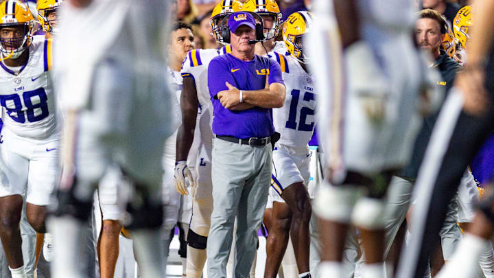Tigers Head Coach Brian Kelly, LSU Tigers take on the Southeastern Louisiana. Sept 20, 2025; Baton Rouge, Louisiana, USA; at Tiger Stadium.