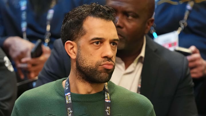Atlanta Hawks general manager Landry Fields looks on during the draft combine.