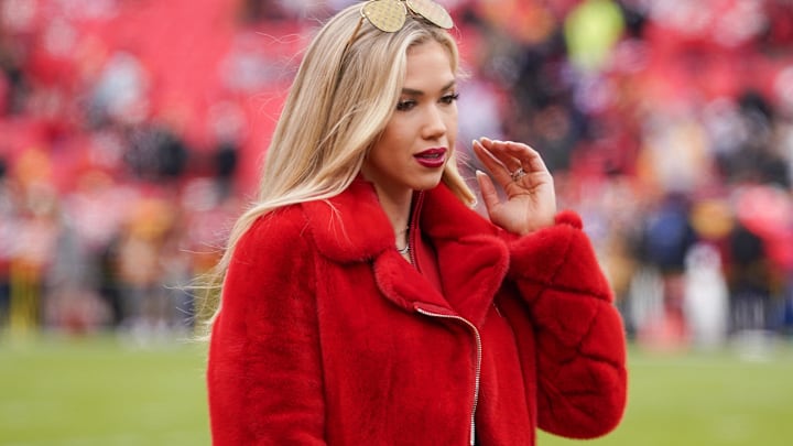 Gracie Hunt on field prior to a game between the Kansas City Chiefs and Las Vegas Raiders at GEHA Field at Arrowhead Stadium. Gracie Hunt on field prior to a game between the Kansas City Chiefs and Las Vegas Raiders at GEHA Field at Arrowhead Stadium.