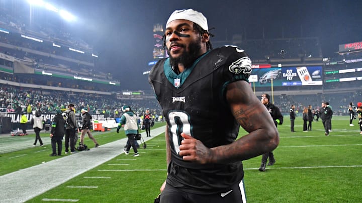 Dec 25, 2023; Philadelphia, Pennsylvania, USA; Philadelphia Eagles running back D'Andre Swift (0)
