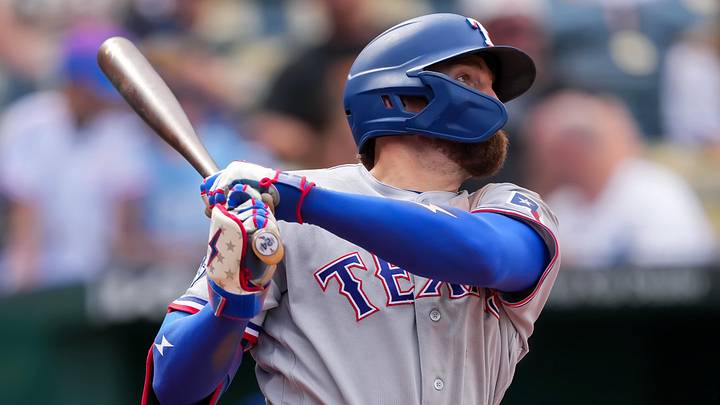Texas Rangers designated hitter Brandon Nimmo.