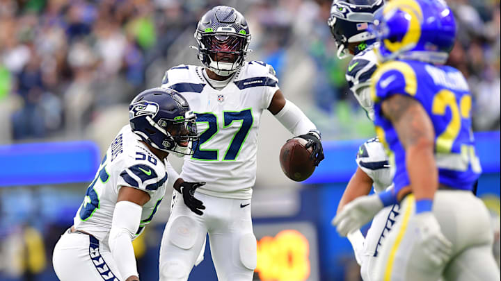 Riq Woolen of the Seattle Seahawks