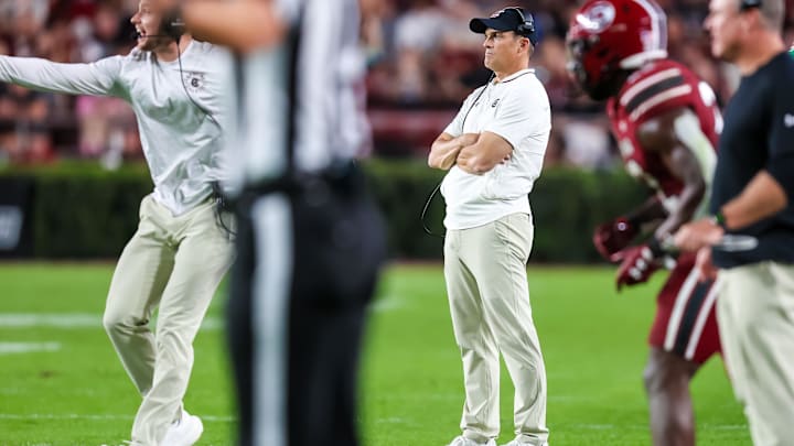 Nov 22, 2025; Columbia, South Carolina, USA; South Carolina Gamecocks head coach Shane Beamer directs his team against the Coastal Carolina Chanticleers in the second half at Williams-Brice Stadium. Mandatory Credit: Jeff Blake-Imagn Images Nov 22, 2025; Columbia, South Carolina, USA; South Carolina Gamecocks head coach Shane Beamer directs his team against the Coastal Carolina Chanticleers in the second half at Williams-Brice Stadium. Mandatory Credit: Jeff Blake-Imagn Images