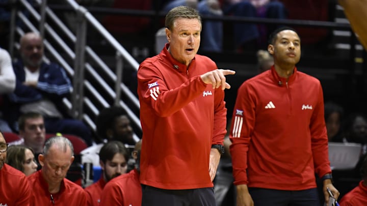 Mar 20, 2026; San Diego, CA, USA; Kansas Jayhawks head coach Bill Self looks on in the first half against the California Baptist Lancers during a first round game of the men's 2026 NCAA Tournament at Viejas Arena. Mandatory Credit: Denis Poroy-Imagn Images Mar 20, 2026; San Diego, CA, USA; Kansas Jayhawks head coach Bill Self looks on in the first half against the California Baptist Lancers during a first round game of the men's 2026 NCAA Tournament at Viejas Arena. Mandatory Credit: Denis Poroy-Imagn Images