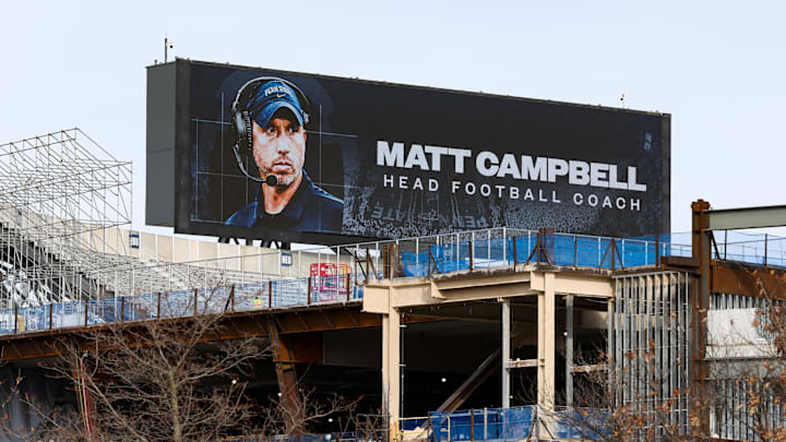 A general view of the scoreboard at Beaver Stadium as Matt Campbell is announced as the Penn State Nittany Lions new head football coach. A general view of the scoreboard at Beaver Stadium as Matt Campbell is announced as the Penn State Nittany Lions new head football coach.