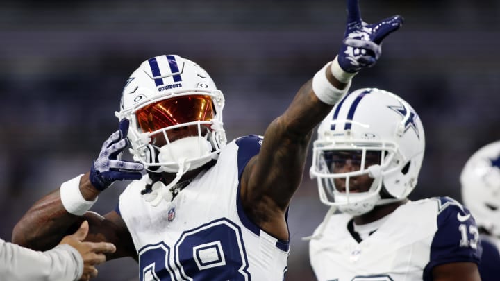 Dec 10, 2023; Arlington, Texas, USA; Dallas Cowboys wide receiver CeeDee Lamb (88) reacts before the game against the Philadelphia Eagles at AT&T Stadium. Dec 10, 2023; Arlington, Texas, USA; Dallas Cowboys wide receiver CeeDee Lamb (88) reacts before the game against the Philadelphia Eagles at AT&T Stadium.
