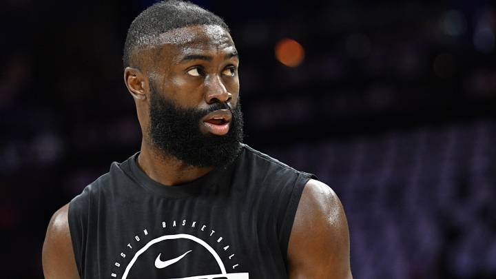 Apr 26, 2026; Philadelphia, Pennsylvania, USA; Boston Celtics guard Jaylen Brown (7) during warmups against the Philadelphia 76ers at Xfinity Mobile Arena. Mandatory Credit: Eric Hartline-Imagn Images Apr 26, 2026; Philadelphia, Pennsylvania, USA; Boston Celtics guard Jaylen Brown (7) during warmups against the Philadelphia 76ers at Xfinity Mobile Arena. Mandatory Credit: Eric Hartline-Imagn Images