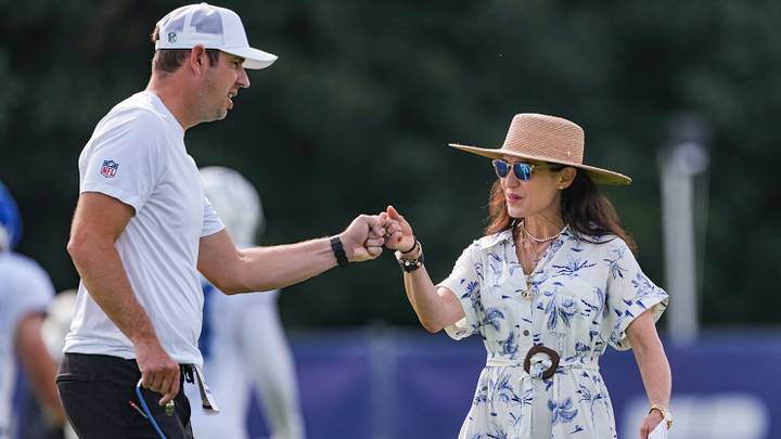 Indianapolis Colts co-owner and CEO Carlie Irsay-Gordon fists bumps Indianapolis Colts head coach Shane Steichen on Monday, Aug. 3, 2026, during practice at Colts Camp at Grand Park in Westfield. Indianapolis Colts co-owner and CEO Carlie Irsay-Gordon fists bumps Indianapolis Colts head coach Shane Steichen on Monday, Aug. 3, 2026, during practice at Colts Camp at Grand Park in Westfield.
