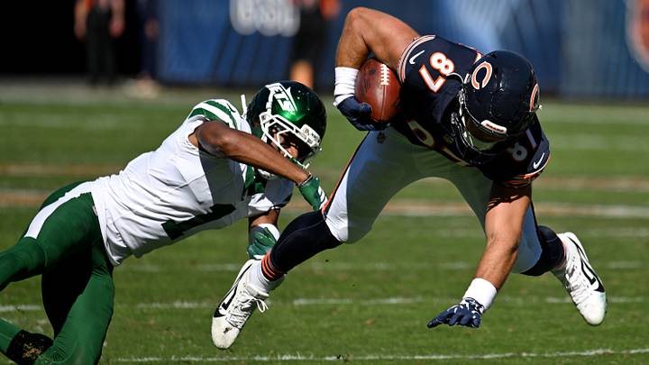 Sam Roush leans for extra yardage after a reception against the Jets Sam Roush leans for extra yardage after a reception against the Jets