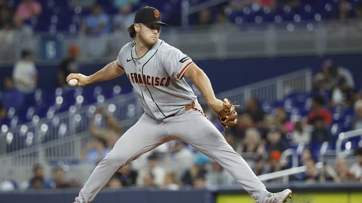 Jun 19, 2026; Miami, Florida, USA; San Francisco Giants starting pitcher Landen Roupp (65) throws against the Miami Marlins during the first inning at loanDepot Park. Mandatory Credit: Rhona Wise-Imagn Images Jun 19, 2026; Miami, Florida, USA; San Francisco Giants starting pitcher Landen Roupp (65) throws against the Miami Marlins during the first inning at loanDepot Park. Mandatory Credit: Rhona Wise-Imagn Images