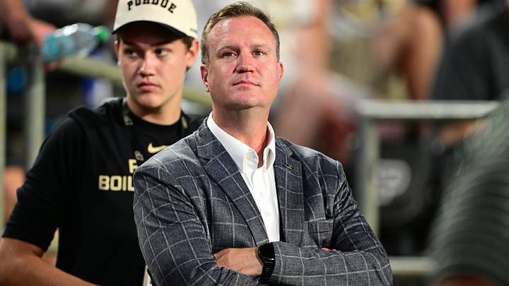 Sep 4, 2026; West Lafayette, Indiana, USA; Purdue Boilermakers athletics director Tommy McClelland looks on.