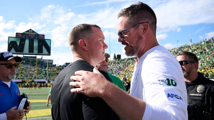 Boise State head coach Spencer Danielson, left, and Oregon head coach Dan Lanning. Boise State head coach Spencer Danielson, left, and Oregon head coach Dan Lanning.