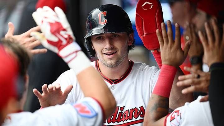 Aug 30, 2026; Cleveland, Ohio, USA; Cleveland Guardians right fielder Chase DeLauter (24) celebrates after scoring during the first inning against the Kansas City Royals at Progressive Field. Mandatory Credit: Ken Blaze-Imagn Images Aug 30, 2026; Cleveland, Ohio, USA; Cleveland Guardians right fielder Chase DeLauter (24) celebrates after scoring during the first inning against the Kansas City Royals at Progressive Field. Mandatory Credit: Ken Blaze-Imagn Images