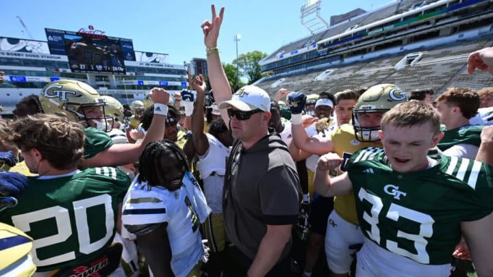 Head coach Brent Key addresses the team during the 2024 Spring Game on April 13. Head coach Brent Key addresses the team during the 2024 Spring Game on April 13.