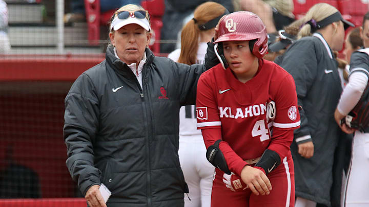 Oklahoma coach Patty Gasso and shortstop Gabbie Garcia Oklahoma coach Patty Gasso and shortstop Gabbie Garcia