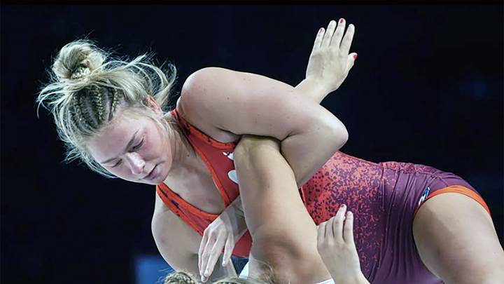 Pennsylvania's Emma Bacon has climbed to the top of the 130-pound rankings. Pennsylvania's Emma Bacon has climbed to the top of the 130-pound rankings.
