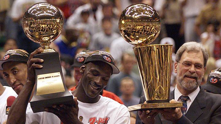 Michael Jordan, left, won six championships during his NBA tenure.