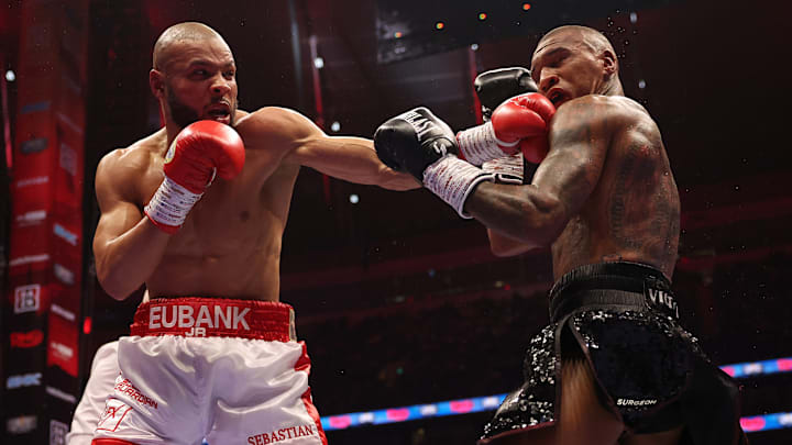 Chris Eubank Jr. lands a jab against Conor Benn