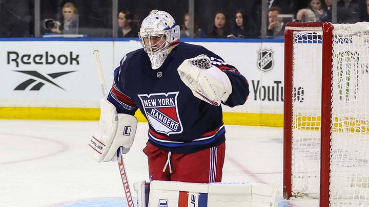 Oct 11, 2026; New York, New York, USA; New York Rangers goaltender Dylan Garand (33) at Madison Square Garden. Mandatory Credit: Wendell Cruz-Imagn Images Oct 11, 2026; New York, New York, USA; New York Rangers goaltender Dylan Garand (33) at Madison Square Garden. Mandatory Credit: Wendell Cruz-Imagn Images