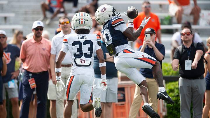 Auburn Tigers wide receiver Duke Smith (10) looks to be a candidate to start on offense in 2026. Auburn Tigers wide receiver Duke Smith (10) looks to be a candidate to start on offense in 2026.