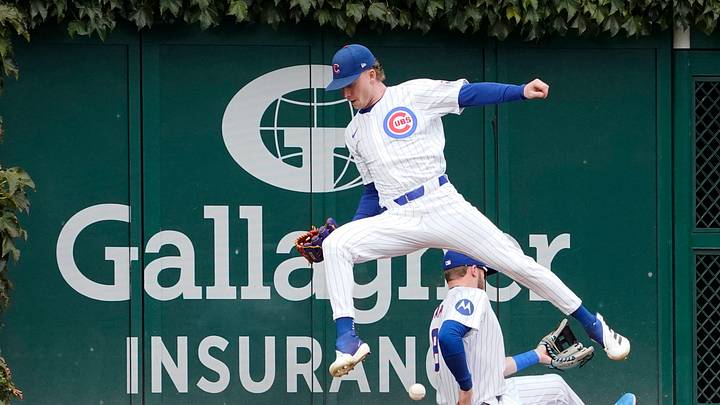 Chicago Cubs outfielders Pete Crow-Armstrong and Ian Happ.