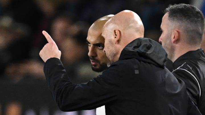Erik ten Hag hands out instructions to Sofyan Amrabat Erik ten Hag hands out instructions to Sofyan Amrabat