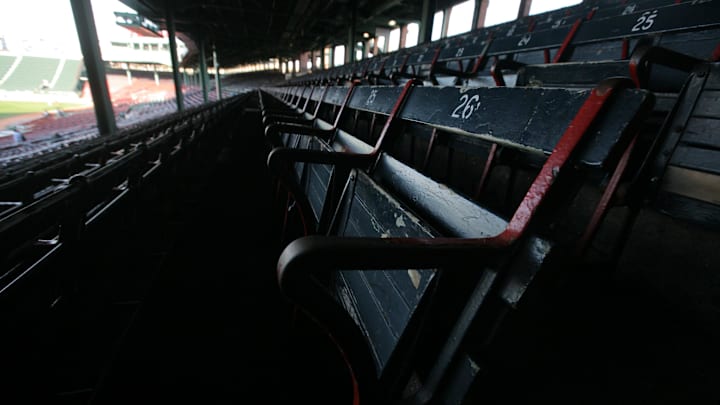 Sep 24, 2008; Boston, MA, USA; Boston Red Sox seats are empty as warm ups begin before the start of the game against the Cleveland Indians at Fenway Park. Mandatory Credit: David Butler II-Imagn Images Sep 24, 2008; Boston, MA, USA; Boston Red Sox seats are empty as warm ups begin before the start of the game against the Cleveland Indians at Fenway Park. Mandatory Credit: David Butler II-Imagn Images