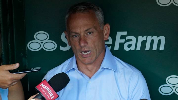 Jul 1, 2025; Chicago, Illinois, USA; Chicago Cubs President Jed Hoyer answers questions before the game against the Cleveland Guardians at Wrigley Field. Mandatory Credit: David Banks-Imagn Images Jul 1, 2025; Chicago, Illinois, USA; Chicago Cubs President Jed Hoyer answers questions before the game against the Cleveland Guardians at Wrigley Field. Mandatory Credit: David Banks-Imagn Images