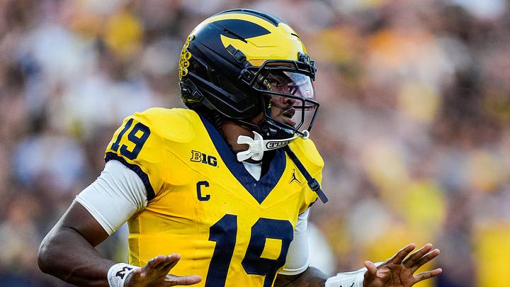 Michigan quarterback Bryce Underwood celebrates after scoring a touchdown against Western Michigan during the first quarter at Michigan Stadium in Ann Arbor on Saturday, Sept. 5, 2026. Michigan quarterback Bryce Underwood celebrates after scoring a touchdown against Western Michigan during the first quarter at Michigan Stadium in Ann Arbor on Saturday, Sept. 5, 2026.
