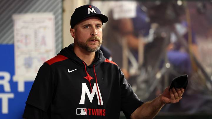 Sep 8, 2025; Anaheim, California, USA; Minnesota Twins manager Rocco Baldelli (5) looks on in the dugout during the seventh inning against the Los Angeles Angels at Angel Stadium. Mandatory Credit: Kiyoshi Mio-Imagn Images Sep 8, 2025; Anaheim, California, USA; Minnesota Twins manager Rocco Baldelli (5) looks on in the dugout during the seventh inning against the Los Angeles Angels at Angel Stadium. Mandatory Credit: Kiyoshi Mio-Imagn Images