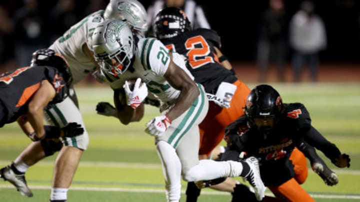 De La Salle's Dominic Kelley in the 2022 North Coast Section Open Division final, a 30-23 win over Pittsburg. The two teams tussle again for the 2024 crown Friday at Diablo Valley College. 