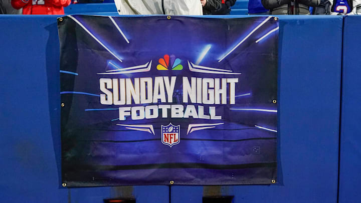 A general view of the Sunday Night Football banner prior to the game between the New York Giants and Buffalo Bills at Highmark Stadium.
